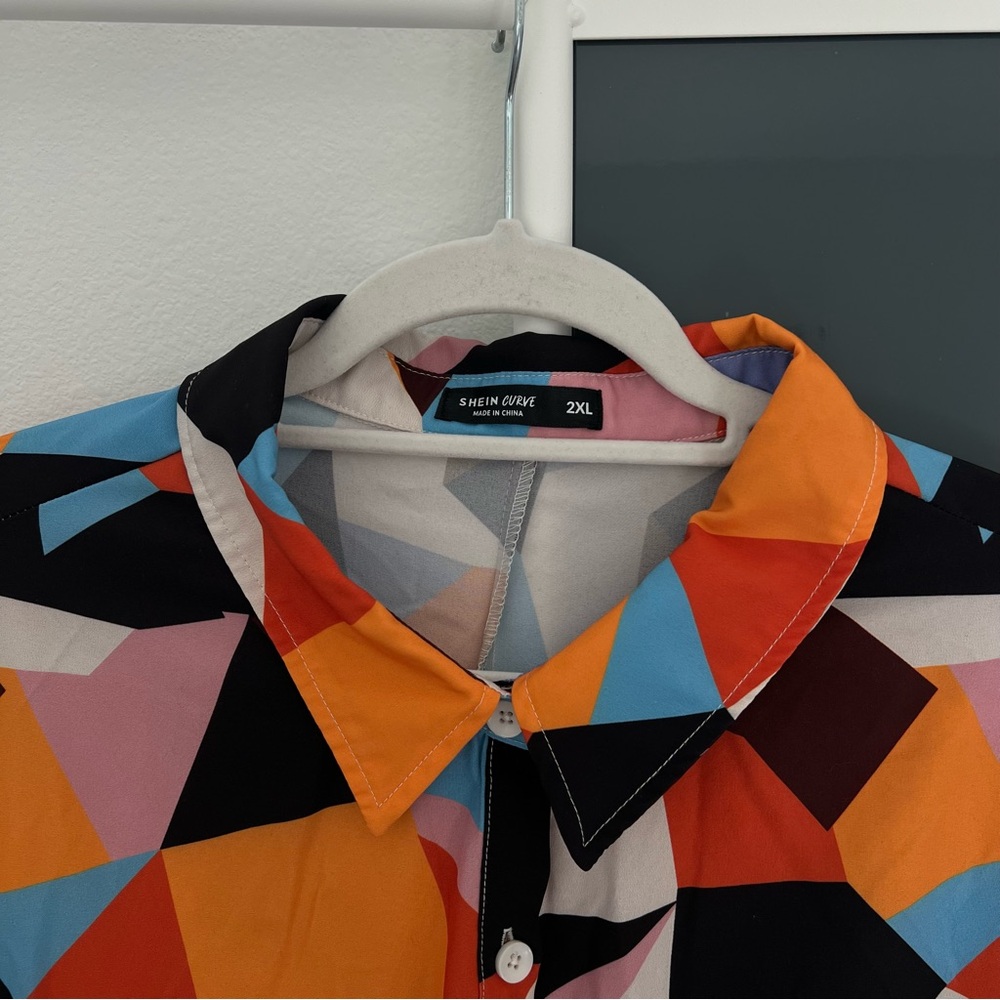 Colorful Geometric Button-Up Dress - Picture 2 of 4